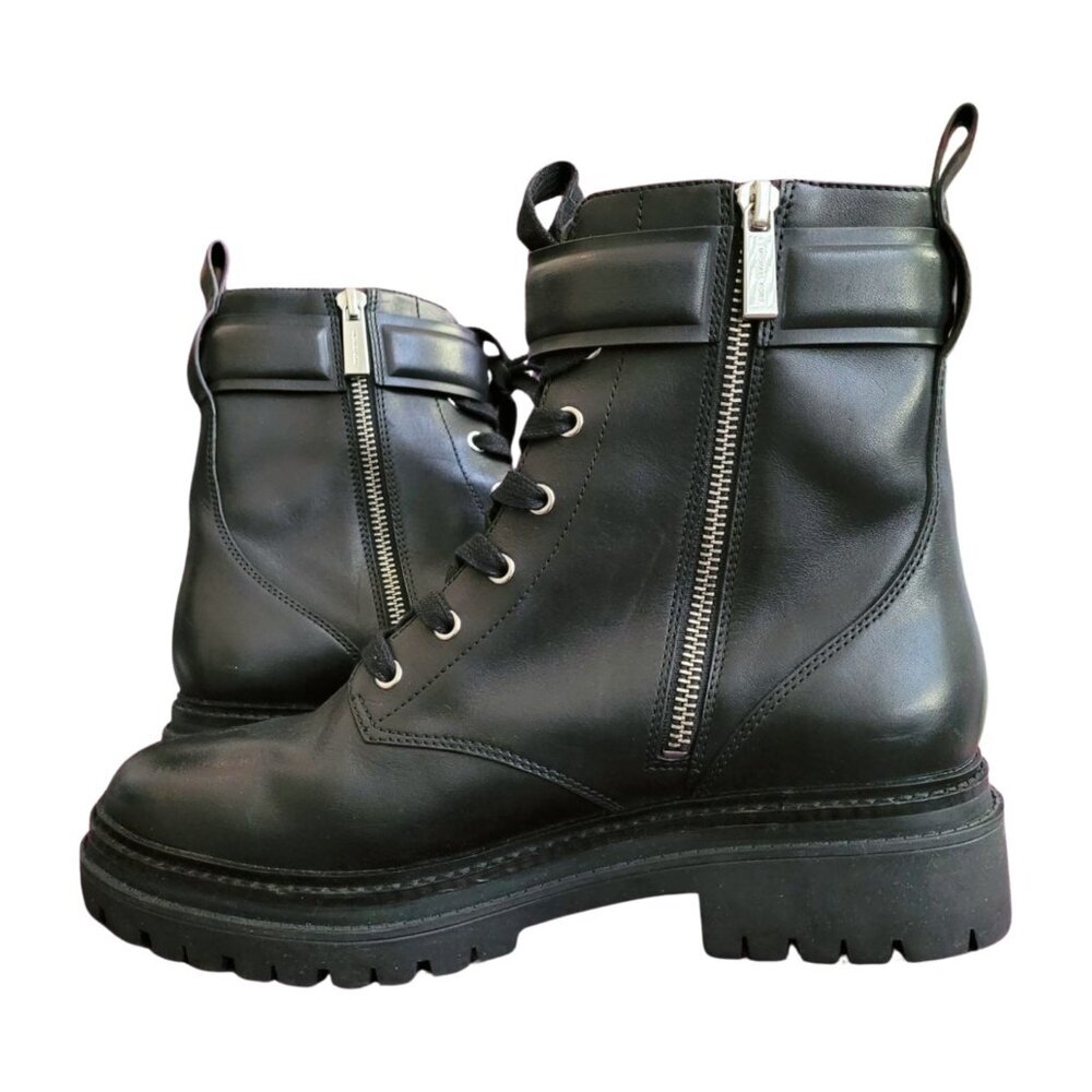 Michael Michael Kors Parker Combat Leather Ankle Boots Black Sz 9M - Picture 6 of 10